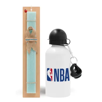 NBA Classic, Easter Set, metallic aluminum water bottle (500ml) & scented flat candle (30cm) (TURQUOISE)