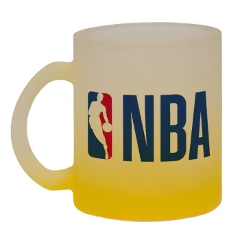 NBA Classic, Κούπα γυάλινη δίχρωμη με βάση το κίτρινο ματ, 330ml
