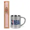 Easter Set, metallic thermal cup (300ml) & aromatic flat Easter candle (30cm) (PINK)