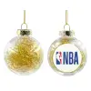 Transparent Christmas tree ball ornament with gold filling 8cm
