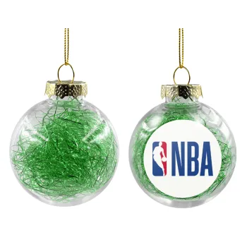 NBA Classic, Transparent Christmas tree ball ornament with green filling 8cm