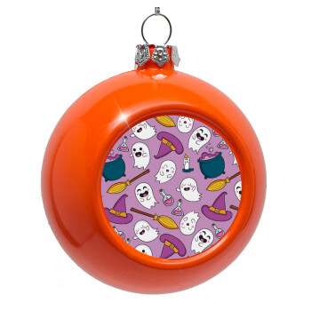 Happy Halloween pink, Στολίδι Χριστουγεννιάτικη μπάλα δένδρου Πορτοκαλί 8cm