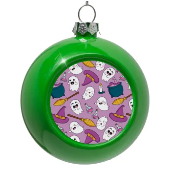 Happy Halloween pink, Green Christmas tree ornament bauble 8cm