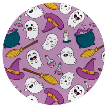 Happy Halloween pink, Mousepad Στρογγυλό 20cm