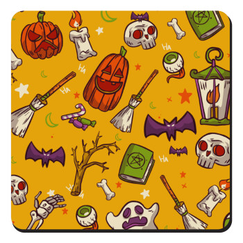 Happy Halloween, Τετράγωνο μαγνητάκι ξύλινο 9x9cm