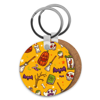 Happy Halloween, Μπρελόκ Ξύλινο στρογγυλό MDF Φ5cm