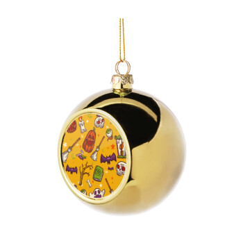 Happy Halloween, Χριστουγεννιάτικη μπάλα δένδρου Χρυσή 8cm
