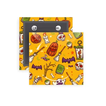 Happy Halloween, Κονκάρδα παραμάνα τετράγωνη 5x5cm