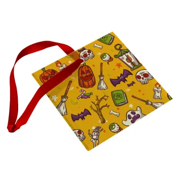 Happy Halloween, Christmas ornament, glass square ornament 9x9cm