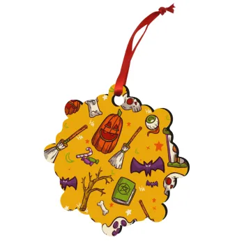 Happy Halloween, Christmas ornament snowflake wooden 7.5cm