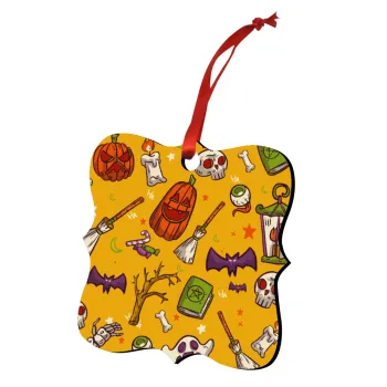 Happy Halloween, Christmas ornament polygon wooden 7.5cm
