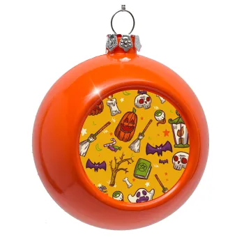 Happy Halloween, Orange Christmas tree ornament bauble 8cm