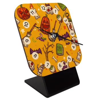 Happy Halloween, Επιτραπέζιο ρολόι σε φυσικό ξύλο (10cm)
