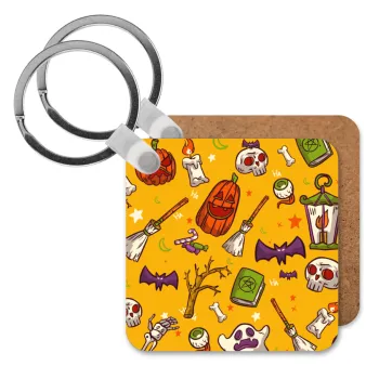 Happy Halloween, Μπρελόκ Ξύλινο τετράγωνο MDF