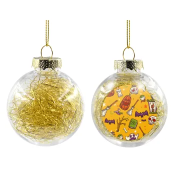 Happy Halloween, Transparent Christmas tree ball ornament with gold filling 8cm