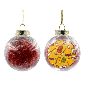 Happy Halloween, Transparent Christmas tree ball ornament with red filling 8cm