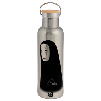 Spirited Away No Face, Stainless steel Silver with wooden lid (bamboo), double wall, 750ml