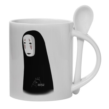 Spirited Away No Face, Ceramic coffee mug with Spoon, 330ml (1pcs)