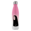 Metal mug thermos Pink/White (Stainless steel), double wall, 500ml