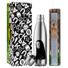Easter Set, metallic stainless thermos flask (500ml) & scented flat Easter candle (30cm) (GRAY)