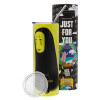 Neon Yellow Travel Tumbler, with metal straw (Stainless steel 304 Food grade, BPA free, 600ml)