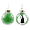 Transparent Christmas tree ball ornament with green filling 8cm