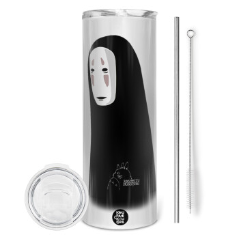 Spirited Away No Face, Eco friendly stainless steel tumbler 600ml, with metal straw & cleaning brush
