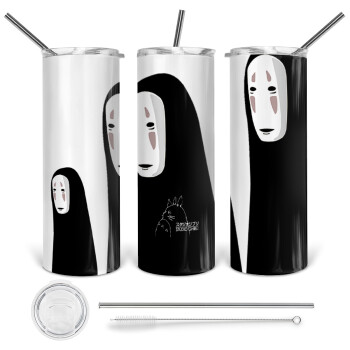 Spirited Away No Face, 360 Eco friendly stainless steel tumbler 600ml, with metal straw & cleaning brush