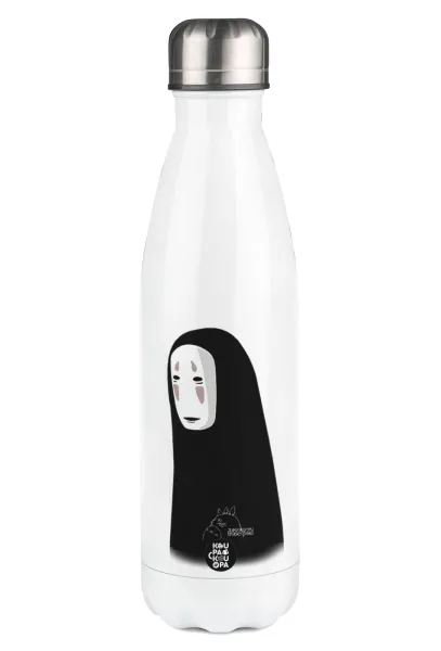Spirited Away No Face — Μεταλλικό παγούρι θερμός Λευκό (Stainless steel), διπλού τοιχώματος, 500ml