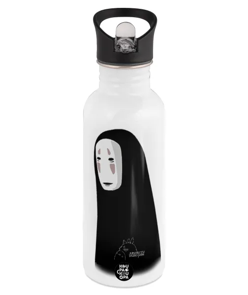Spirited Away No Face — Παγούρι νερού Λευκό με καλαμάκι, ανοξείδωτο ατσάλι 600ml