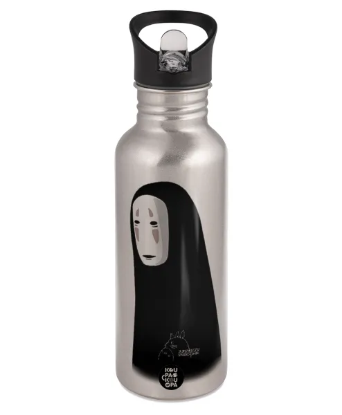 Spirited Away No Face — Παγούρι νερού Ασημένιο με καλαμάκι, ανοξείδωτο ατσάλι 600ml