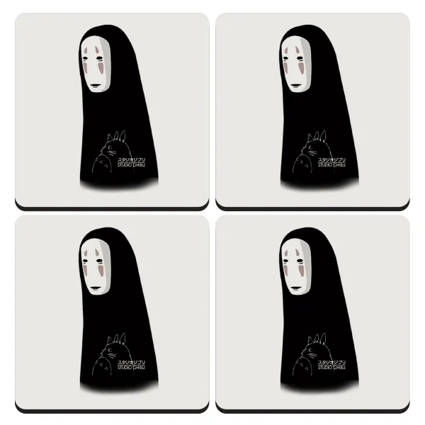 Spirited Away No Face — Σουβέρ ξύλινα τετράγωνα (9cm)