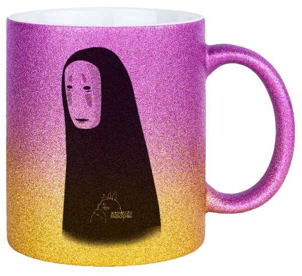 Spirited Away No Face — Gold/pink glitter mug, ceramic, 330ml