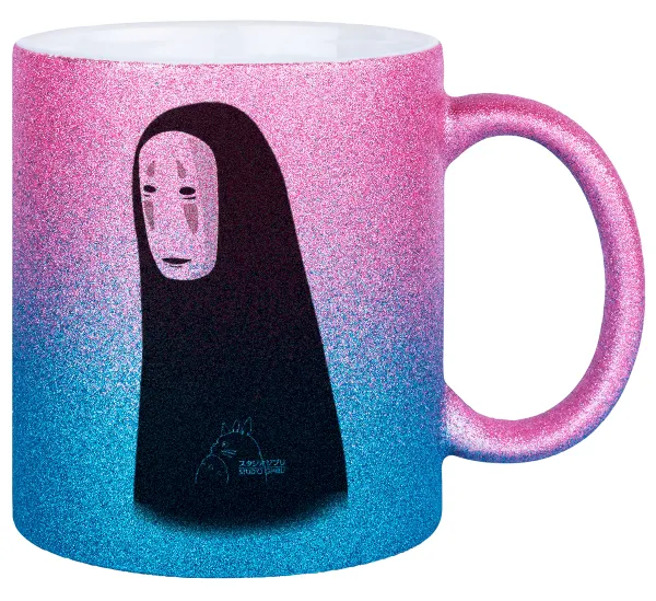 Spirited Away No Face — Gold/blue glitter mug, ceramic, 330ml