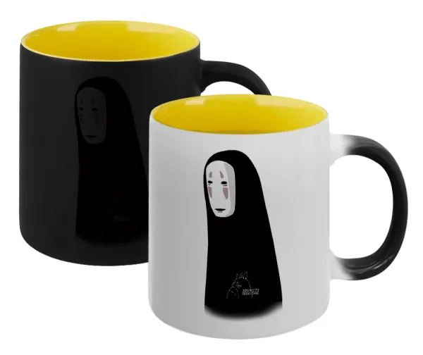 Spirited Away No Face — Κούπα Μαγική εσωτερικό κίτρινη, κεραμική 330ml που αλλάζει χρώμα με το ζεστό ρόφημα