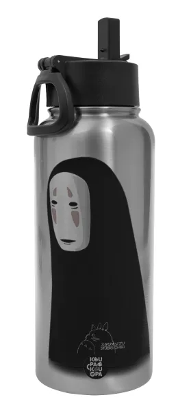 Spirited Away No Face — Metal mug thermo Silver with Straw and Spout Lid (Stainless steel), double wall, 950ml