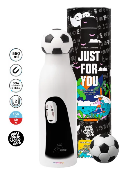 Spirited Away No Face — Μπάλα ποδοσφαίρου μεταλλικό παγούρι θερμός, διπλού τοιχώματος, 550ml