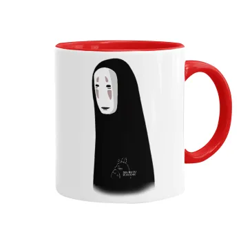 Spirited Away No Face, Κούπα χρωματιστή κόκκινη, κεραμική, 330ml