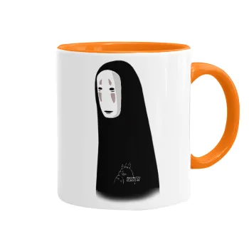 Spirited Away No Face, Κούπα χρωματιστή πορτοκαλί, κεραμική, 330ml