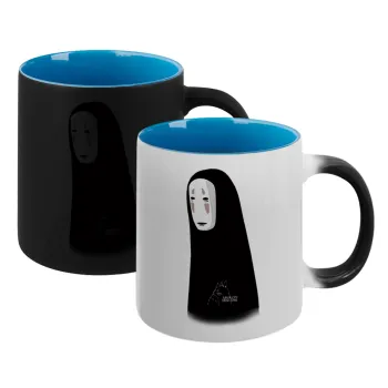 Spirited Away No Face, Κούπα Μαγική εσωτερικό μπλε, κεραμική 330ml που αλλάζει χρώμα με το ζεστό ρόφημα