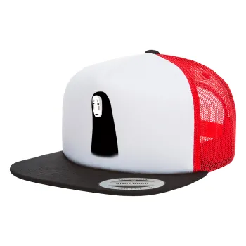Spirited Away No Face, Adult Foam Flat Snapback with Mesh Black-White-Red (POLYESTER, ADULT, UNISEX, ONE SIZE)