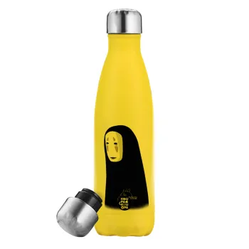 Spirited Away No Face, Yellow Stainless Steel Metallic Thermos, double-walled, 500ml