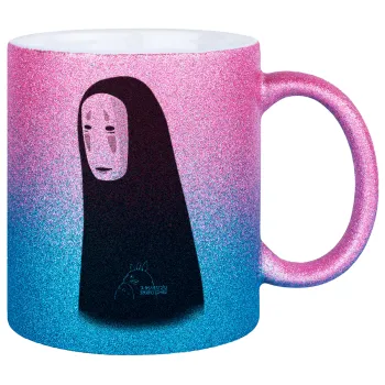 Spirited Away No Face, Κούπα Χρυσή/Μπλε Glitter, κεραμική, 330ml