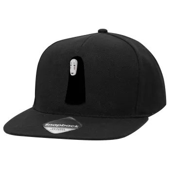 Spirited Away No Face, Adult Flat Snapback Hat Black, (100% COTTON TWILL, ADULT, UNISEX, ONE SIZE)