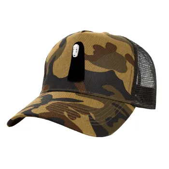 Spirited Away No Face, Adult Structured Trucker Hat, with Mesh, (Camouflage) Army (100% COTTON, ADULT, UNISEX, ONE SIZE)