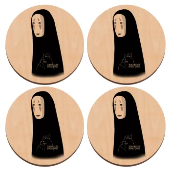 Spirited Away No Face, ΣΕΤ x4 Σουβέρ ξύλινα στρογγυλά plywood (9cm)