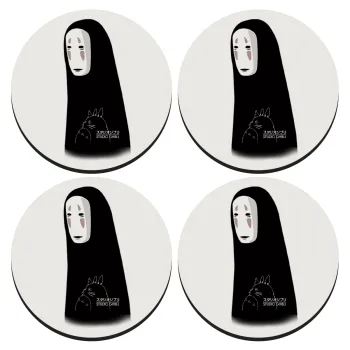 Spirited Away No Face, ΣΕΤ 4 Σουβέρ ξύλινα στρογγυλά (9cm)