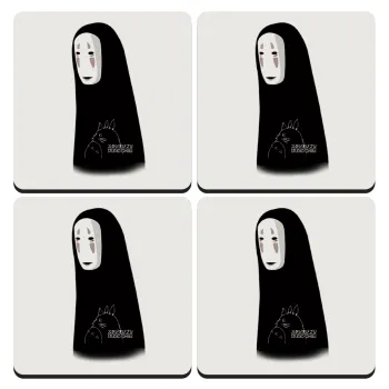 Spirited Away No Face, ΣΕΤ 4 Σουβέρ ξύλινα τετράγωνα (9cm)