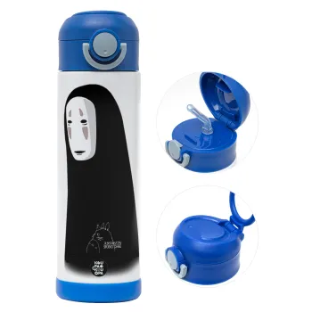 Spirited Away No Face, Παιδικό παγούρι θερμό, ανοξείδωτο, με καλαμάκι ασφαλείας, ΜΠΛΕ (500ml)