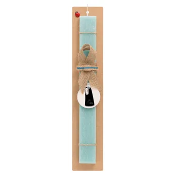 Spirited Away No Face, Easter Set, wooden keychain & aromatic flat Easter candle (30cm) (TURQUOISE)